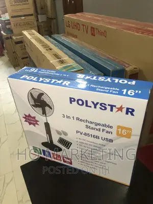 Polystar 16 Inches Standing Fan Rechargeable With Remote