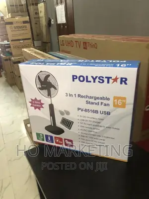 Rechargeable Standing Fan 16" Polystar With Solar Panel