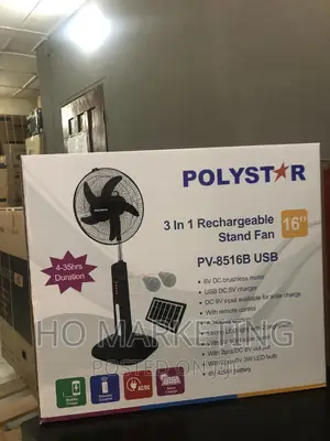 Polystar 3 in 1 Function Rechargeable Fan 16"