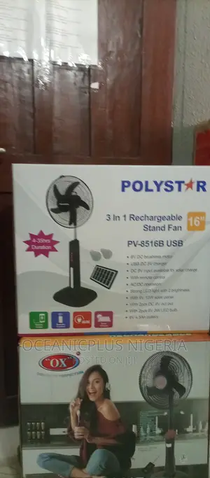 Polystar (Pv-8516b) Brand New 16""Rechargeable Fan