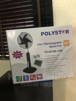 Pv-8516b Polystar 16" Rechargeable Fan With Remote Solar