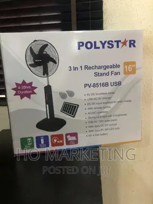 Good Quality 16" Rechargeable Standing Fan Polystar 3 in 1