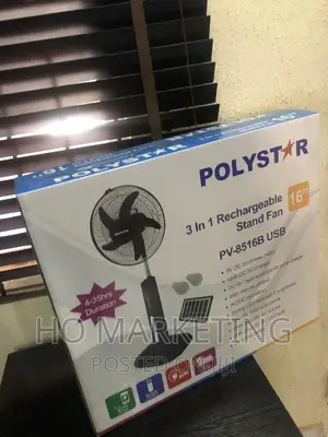 Polystar 16 Inches Rechargeable Standing Fan 3in1