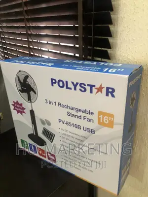 Polystar 16 Inches Rechargeable Standing Fan Solar Panel