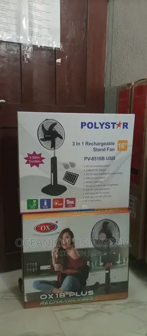 Durable (Pv-8516b) Polystar Rechargeable Standing Fan