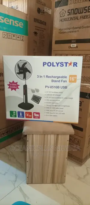 Durable 3 in 1 Polystar Rechargeable Fan 16 Inches