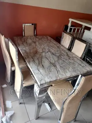 Quality 6-Seater Marble Dining Table With 6-Exotic Chairs