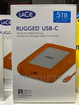 Lacie 5tb Rugged Usb 3.1 Gen 1 Type-C External Hard Drive