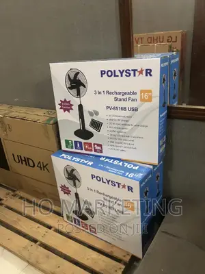 Polystar 16" Rechargeable Fan With Solar Panel
