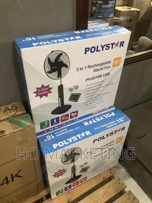 16" Rechargeable Fan Polystar ( With 2 Led Bulb Solar)