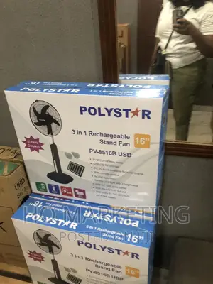 Polystar Rechargeable Fan 16 Inches ( Solar Panel, Bulb)