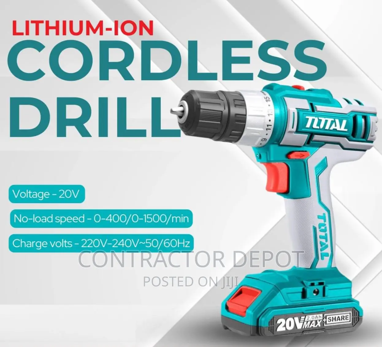 Total Tools Lithium-Ion Cordless Drill Set 20v Super Select