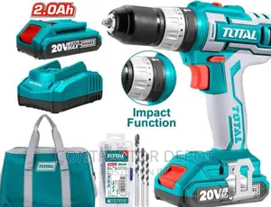 Total 20V Cordless Impact Drill 2 X Battery + Charger +Case