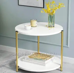 MDF Top Side Table (White)Material: MDF and Metal
