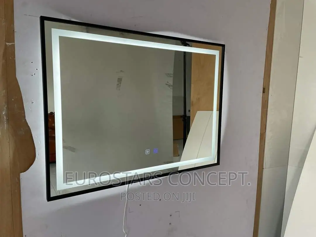 Long Black Frame Mirror With Led Lights