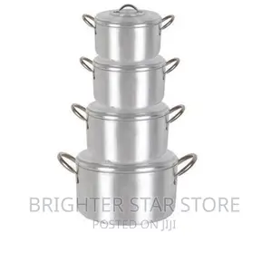 Set Of 4 Aluminium Pots - Small Size 16cm To 22cm