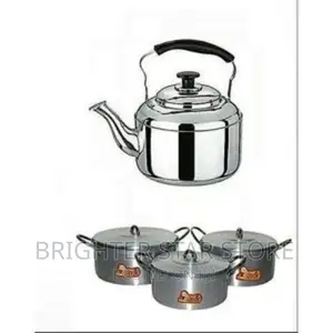 Cooking Pot Set 3 Pieces- And Whistling Kettle (3)Litres