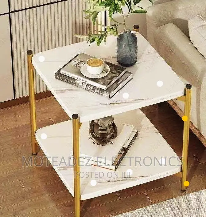 Square Shape Corner Side Table/Stool With Gold Plated Stand