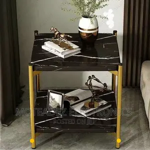 Square Shape Corner Side Table/Stool With Gold Plated Stand