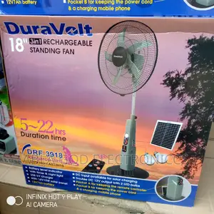 Duravolt 18 Inches 3in1 Solar Rechargeable Standing Fan.