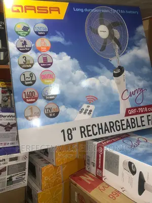 QASA Rechargeable Fan QRF-7918 Curvy - 18inches
