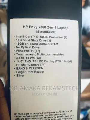 New Laptop HP Envy 14 16GB Intel Core I7 SSD 1T