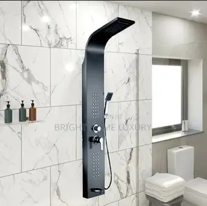 Black Bathroom Standing Power Shower Mixer Panel