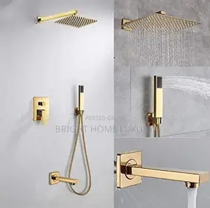 5 Ways Gold Bathroom Condit Shower Mixer Combo Set