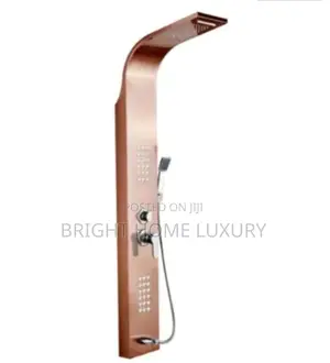 Glassy Brown Bathroom Shower Wall Panel Mixer