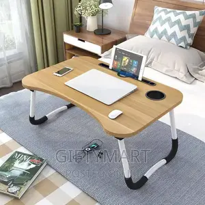 Foldable Laptop Table and Desk With Cup and Tablet Holder