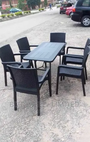 Six Seaters Plastic Outdoor and Indoor Table and Chair.