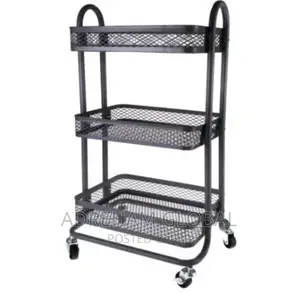 Multifunctional Mobile Cart/Rack ,Material:Metal,Black White