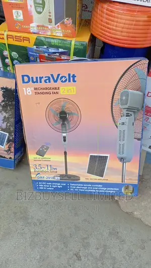 18" Inches Duravolt Rechargeable Fan, Remote And Solar Panelled Light