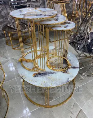 Luxury Marble Top Center Table With 3 Side Stools
