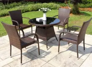Outdoor Table Rattan Table and 4 Chairs