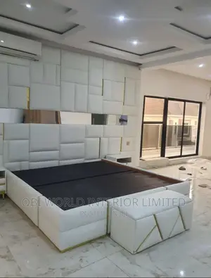 White Big Bed Frame 6 by 7 Padded
