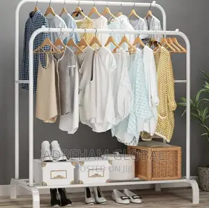 Heavy Duty Double Pole Cloth Hanger (White)