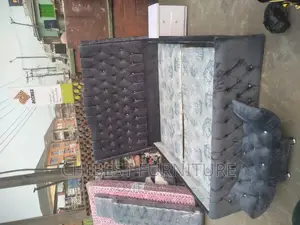 6by6 Ash Ulphostery Bed Frame With Bed Side and Ottoman