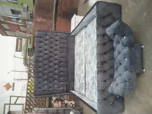 6by6 Grey Ulphostery Bed Frame With Bed Side and Ottoman