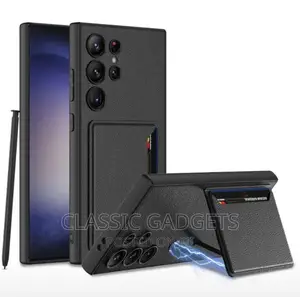 Card Holder Stand Magnetic Leather Case for Galaxys24ultra