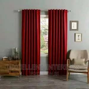 Quality Plain Red Curtain From Excellent Interiors.