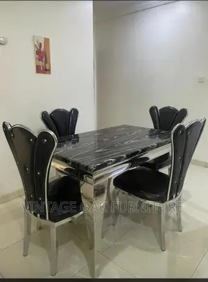 4 Seaters Marble Dining Table Set