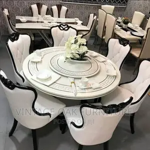 6 Seaters Round Marble Dining Table