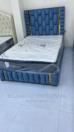 4.5 by 6 Padded Bed Frame Blue Color