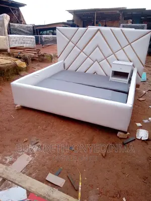 6 by 6 Padded White Bed Frame
