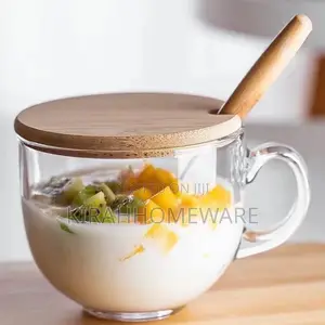Glass Cup With Wooden Cover