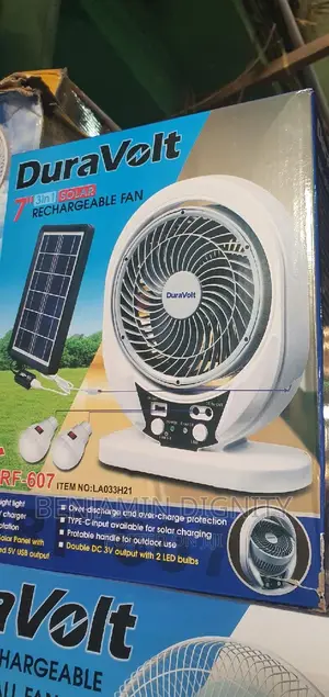 7" Solar Rechargeable Table Fan
