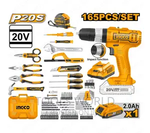 Ingco Lithium-Ion Impact Drill 165pcs Tools Set Accessories