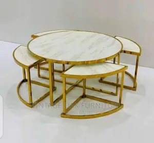 Round Centre Table 4 Extra Side Stools