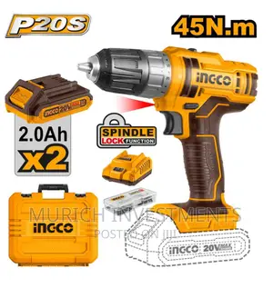51pcs Drill Machine Kit, INGCO Cordless Drill 20V